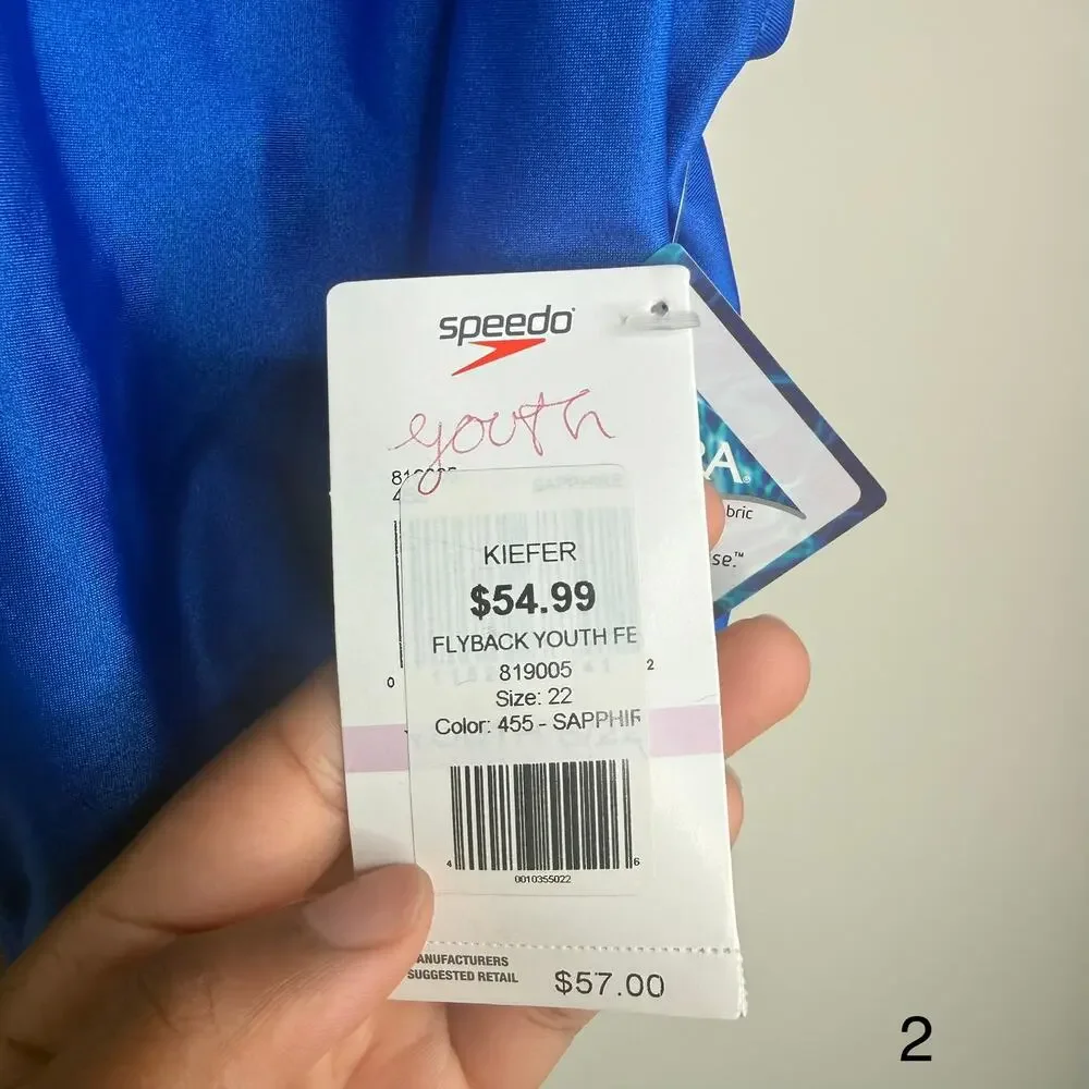 Speedo Youth Girls Flyback One Piece Swimsuit Blue Size 22 Racing Xtra Life